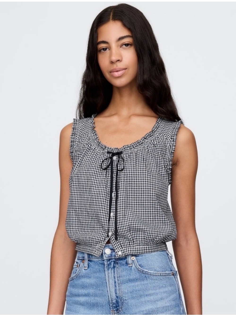 Gap x DOEN Gingham Tie-Front Top